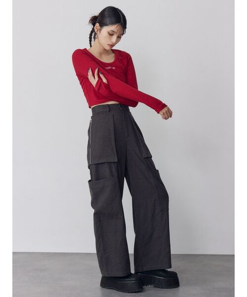 MURUA（ムルーア）の「HOTFIXロゴテレコトップス（Tシャツ/カットソー・レディース・ホワイト/レッド/グレー/ブラック・2/1）」の8枚目の写真