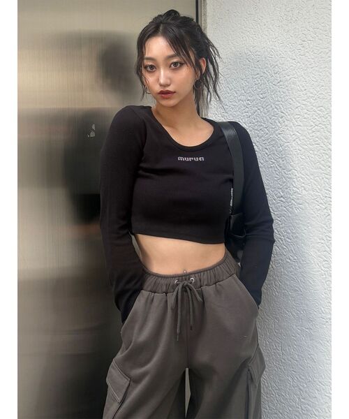 MURUA（ムルーア）の「HOTFIXロゴテレコトップス（Tシャツ/カットソー・レディース・ホワイト/レッド/グレー/ブラック・2/1）」の9枚目の写真