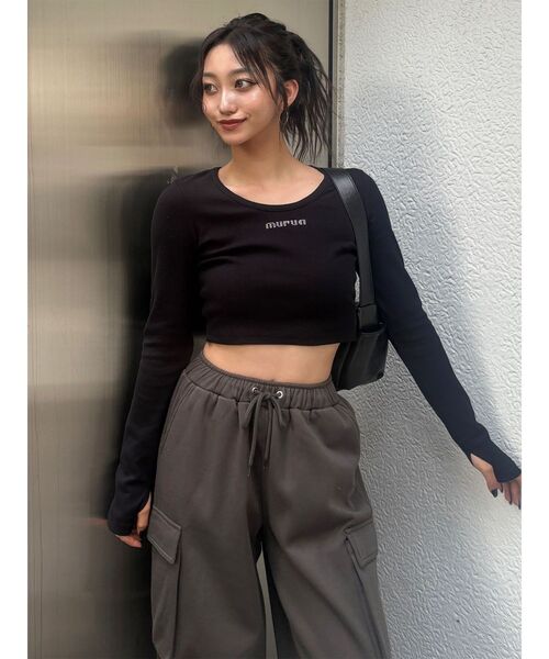 MURUA（ムルーア）の「HOTFIXロゴテレコトップス（Tシャツ/カットソー・レディース・ホワイト/レッド/グレー/ブラック・2/1）」の10枚目の写真