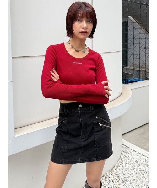 MURUA（ムルーア）の「HOTFIXロゴテレコトップス（Tシャツ/カットソー・レディース・ホワイト/レッド/グレー/ブラック・2/1）」の21枚目の写真