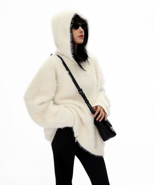 セール】シャギーダブルジップニットパーカー（パーカー