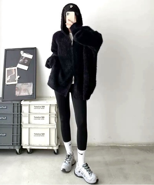 セール】シャギーダブルジップニットパーカー（パーカー）｜SHEENA