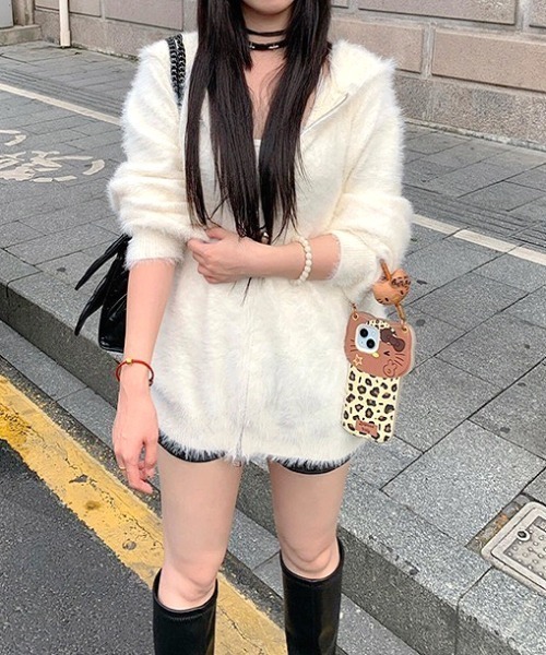 セール】シャギーダブルジップニットパーカー（パーカー