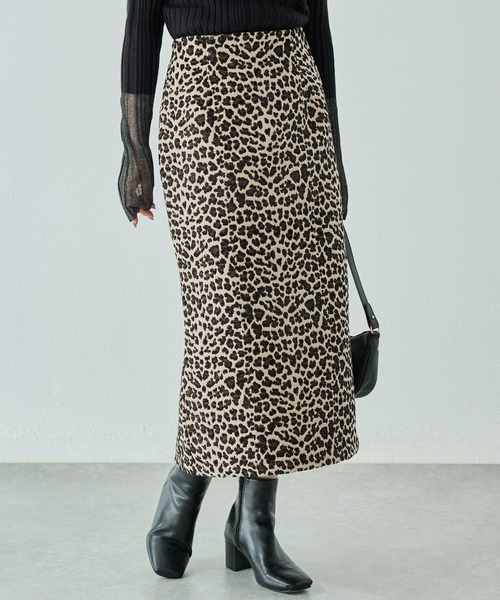 LAVEANGE（ラビアンジェ）の「レオパードジャガードスカート（スカート・レディース・オフホワイト/ベージュ・M/LL/3L/4L/5L）」の14枚目の写真