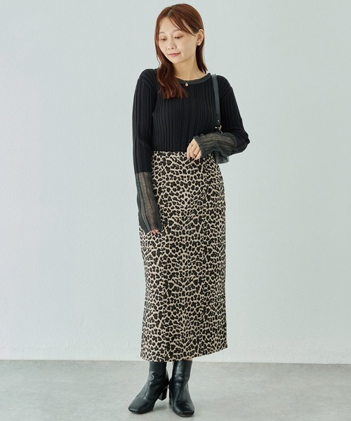 LAVEANGE（ラビアンジェ）の「レオパードジャガードスカート（スカート・レディース・オフホワイト/ベージュ・M/LL/3L/4L/5L）」の19枚目の写真