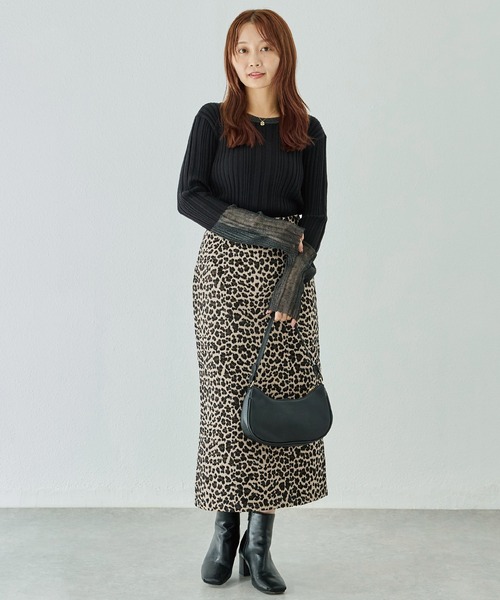 LAVEANGE（ラビアンジェ）の「レオパードジャガードスカート（スカート・レディース・オフホワイト/ベージュ・M/LL/3L/4L/5L）」の20枚目の写真
