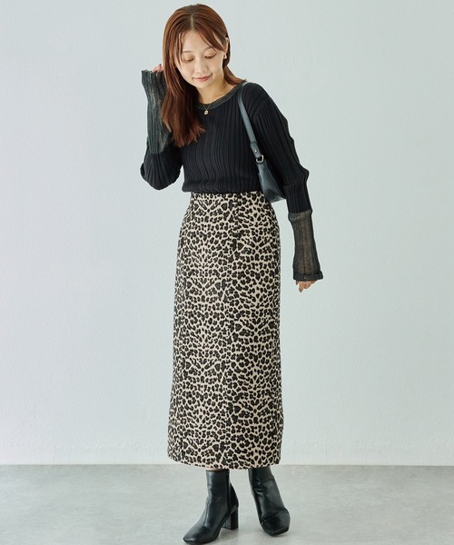 LAVEANGE（ラビアンジェ）の「レオパードジャガードスカート（スカート・レディース・オフホワイト/ベージュ・M/LL/3L/4L/5L）」の21枚目の写真
