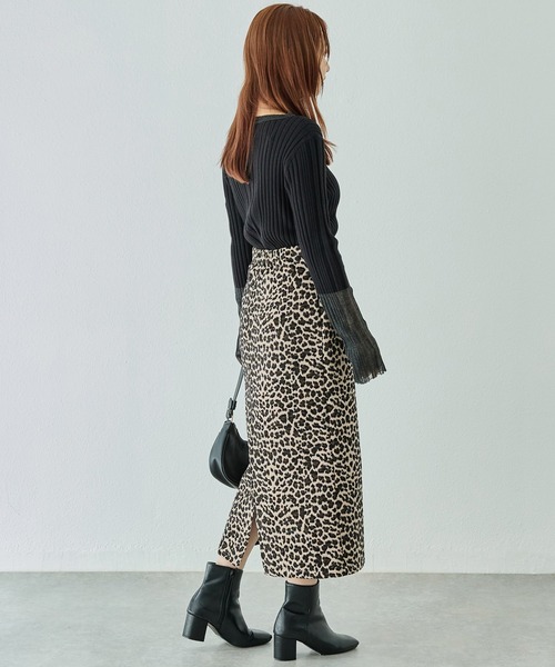 LAVEANGE（ラビアンジェ）の「レオパードジャガードスカート（スカート・レディース・オフホワイト/ベージュ・M/LL/3L/4L/5L）」の22枚目の写真