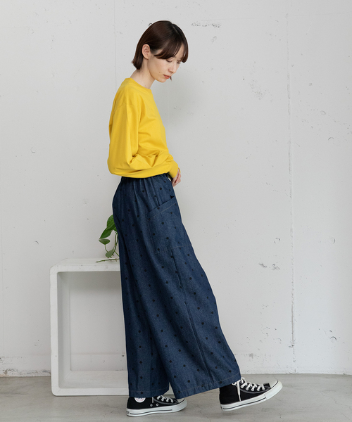 POU DOU DOU(プードゥドゥ)の「フロントタックワイドパンツ(その他パンツ・レディース・ブラック/インディゴブルー・M)」の5枚目の写真