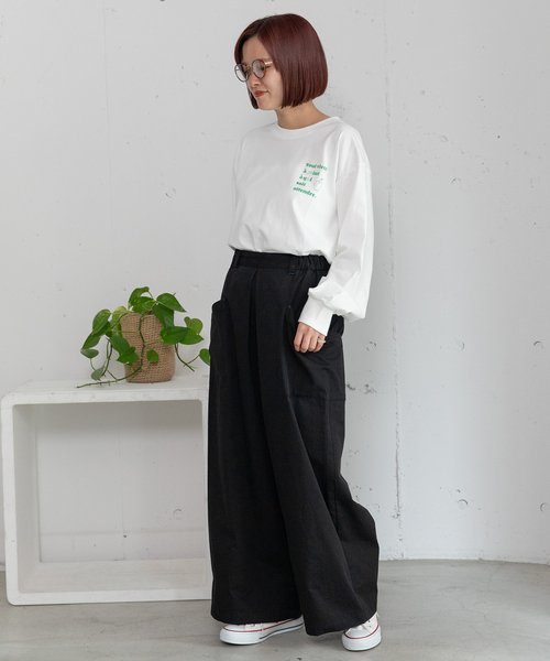 POU DOU DOU(プードゥドゥ)の「フロントタックワイドパンツ(その他パンツ・レディース・ブラック/インディゴブルー・M)」の13枚目の写真