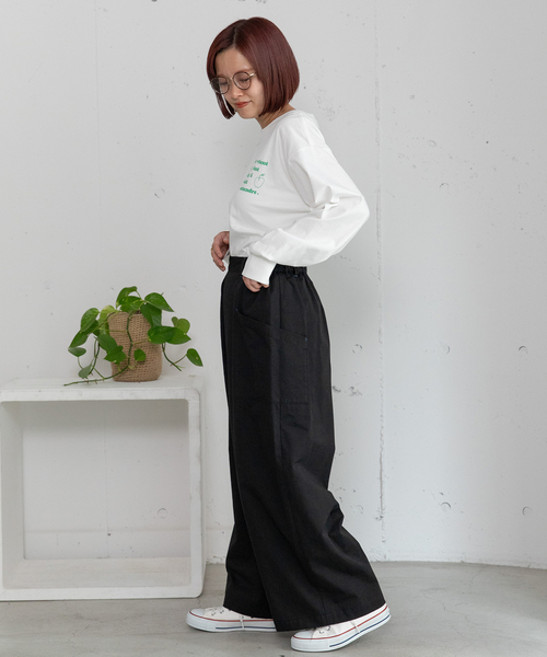 POU DOU DOU(プードゥドゥ)の「フロントタックワイドパンツ(その他パンツ・レディース・ブラック/インディゴブルー・M)」の14枚目の写真
