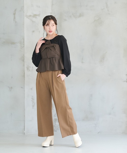 ASTORIA ODIER（アストリアオディール）の「クリアボタンワイドパンツ（その他パンツ・レディース・ブラック/チャコールグレー/ネイビー/キャメル・SMALL/MEDIUM/LARGE）」の4枚目の写真