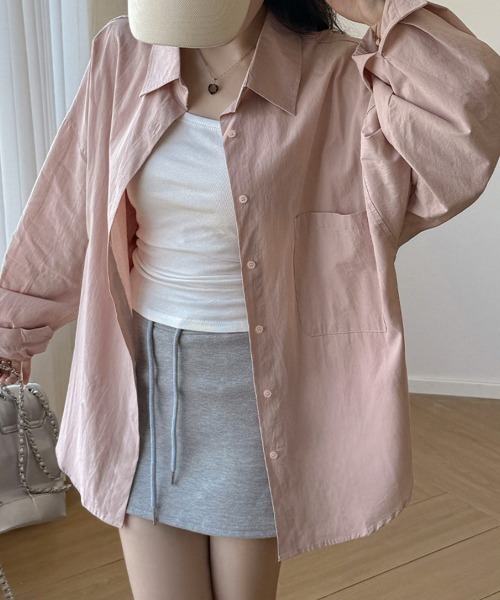 Miniministore(ミニミニストア)の「シャツレディースオーバーサイズ長袖シャツ(シャツ/ブラウス・レディース・ミント/ブルーグレー/ラベンダー/ホワイト/ブラック/ライトブルー/ライトイエロー/スモークピンク/チェリーピンク・FREE)」の8枚目の写真
