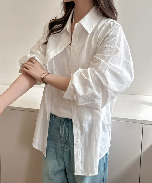 Miniministore(ミニミニストア)の「シャツレディースオーバーサイズ長袖シャツ(シャツ/ブラウス・レディース・ミント/ブルーグレー/ラベンダー/ホワイト/ブラック/ライトブルー/ライトイエロー/スモークピンク/チェリーピンク・FREE)」の18枚目の写真