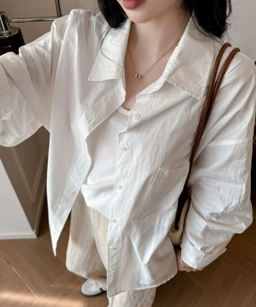 Miniministore(ミニミニストア)の「シャツレディースオーバーサイズ長袖シャツ(シャツ/ブラウス・レディース・ミント/ブルーグレー/ラベンダー/ホワイト/ブラック/ライトブルー/ライトイエロー/スモークピンク/チェリーピンク・FREE)」の20枚目の写真