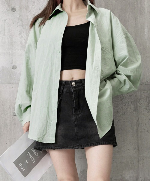 Miniministore(ミニミニストア)の「シャツレディースオーバーサイズ長袖シャツ(シャツ/ブラウス・レディース・ミント/ブルーグレー/ラベンダー/ホワイト/ブラック/ライトブルー/ライトイエロー/スモークピンク/チェリーピンク・FREE)」の10枚目の写真