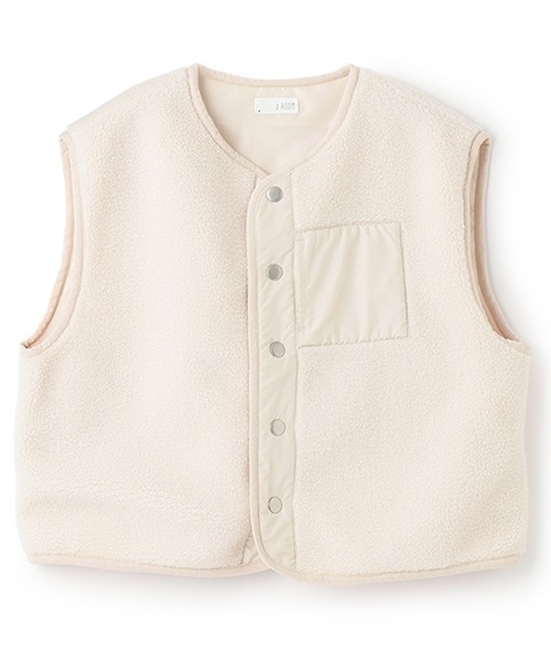 b・ROOM（ビールーム）の「【組み合わせ自由シリーズ】ボアベスト（ベスト・キッズ・ブラック/カーキ/ブルーグレー/アイボリー・SMALL/MEDIUM/LARGE）」の15枚目の写真