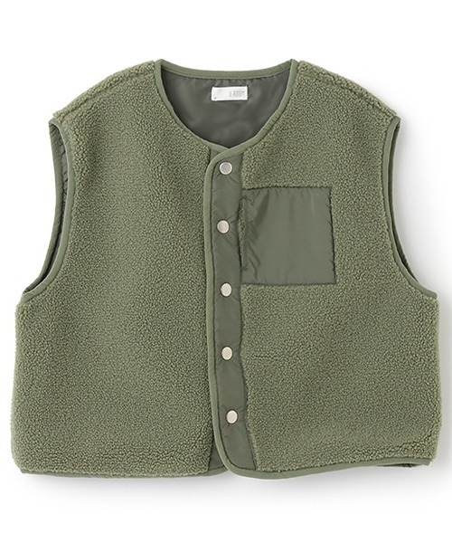 b・ROOM（ビールーム）の「【組み合わせ自由シリーズ】ボアベスト（ベスト・キッズ・ブラック/カーキ/ブルーグレー/アイボリー・SMALL/MEDIUM/LARGE）」の5枚目の写真
