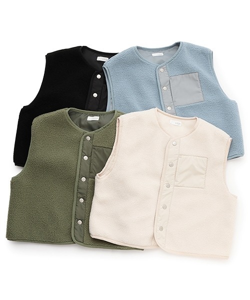 b・ROOM（ビールーム）の「【組み合わせ自由シリーズ】ボアベスト（ベスト・キッズ・ブラック/カーキ/ブルーグレー/アイボリー・SMALL/MEDIUM/LARGE）」の17枚目の写真