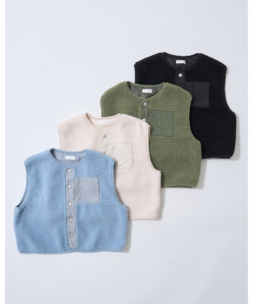 b・ROOM（ビールーム）の「【組み合わせ自由シリーズ】ボアベスト（ベスト・キッズ・ブラック/カーキ/ブルーグレー/アイボリー・SMALL/MEDIUM/LARGE）」の11枚目の写真