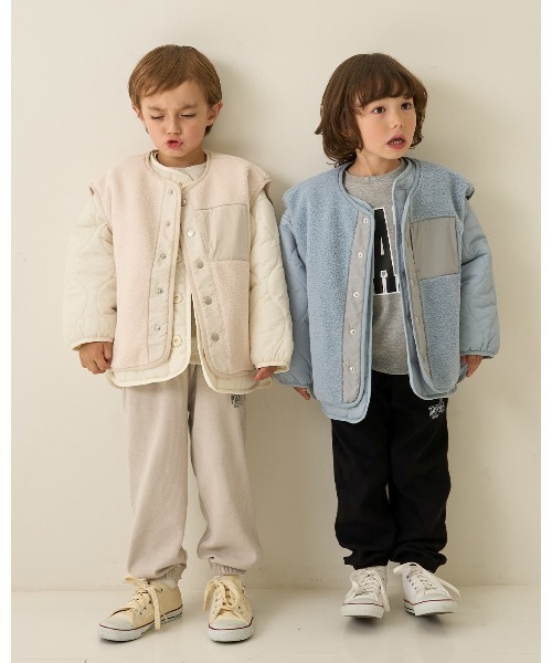 b・ROOM（ビールーム）の「【組み合わせ自由シリーズ】ボアベスト（ベスト・キッズ・ブラック/カーキ/ブルーグレー/アイボリー・SMALL/MEDIUM/LARGE）」の12枚目の写真