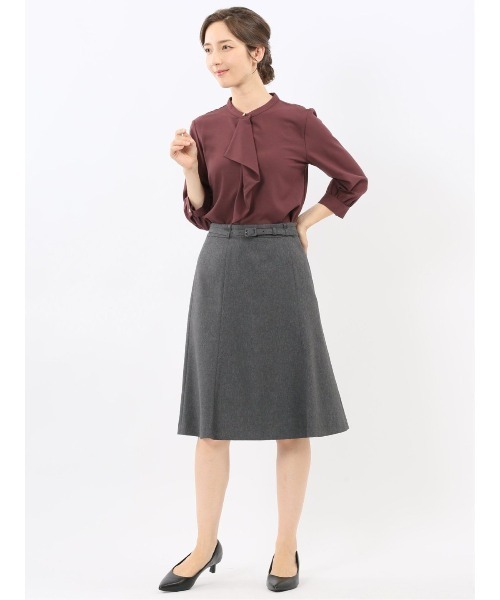 m.f.editorial（エムエフエディトリアル）の「【ストレッチ イージーケア UVカット】m.f.エディトリアル レディース ラッフルフリル 8分袖プルオーバーブラウス（シャツ/ブラウス・レディース・ライトグレー/ワインレッド/アイボリー/サックスブルー・LARGE/MEDIUM）」の8枚目の写真