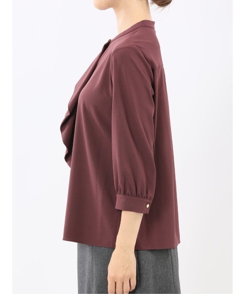 m.f.editorial（エムエフエディトリアル）の「【ストレッチ イージーケア UVカット】m.f.エディトリアル レディース ラッフルフリル 8分袖プルオーバーブラウス（シャツ/ブラウス・レディース・ライトグレー/ワインレッド/アイボリー/サックスブルー・LARGE/MEDIUM）」の10枚目の写真