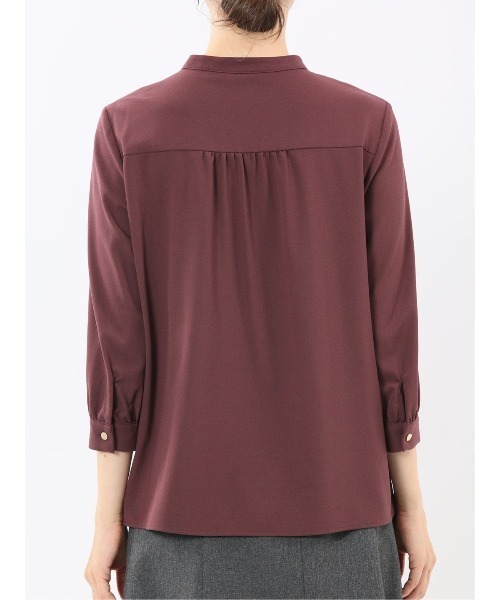 m.f.editorial（エムエフエディトリアル）の「【ストレッチ イージーケア UVカット】m.f.エディトリアル レディース ラッフルフリル 8分袖プルオーバーブラウス（シャツ/ブラウス・レディース・ライトグレー/ワインレッド/アイボリー/サックスブルー・LARGE/MEDIUM）」の11枚目の写真