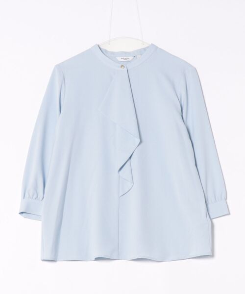 m.f.editorial（エムエフエディトリアル）の「【ストレッチ イージーケア UVカット】m.f.エディトリアル レディース ラッフルフリル 8分袖プルオーバーブラウス（シャツ/ブラウス・レディース・ライトグレー/ワインレッド/アイボリー/サックスブルー・LARGE/MEDIUM）」の14枚目の写真