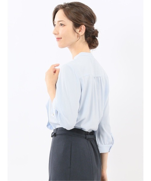 m.f.editorial（エムエフエディトリアル）の「【ストレッチ イージーケア UVカット】m.f.エディトリアル レディース ラッフルフリル 8分袖プルオーバーブラウス（シャツ/ブラウス・レディース・ライトグレー/ワインレッド/アイボリー/サックスブルー・LARGE/MEDIUM）」の16枚目の写真