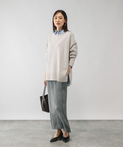 GLOBAL WORK（グローバルワーク）の「ドライタッチボートドルマンプルオーバー/499698（ニット/セーター・レディース・ライトグレー/レッド/ブルー/ワインレッド・MEDIUM/LARGE）」の6枚目の写真