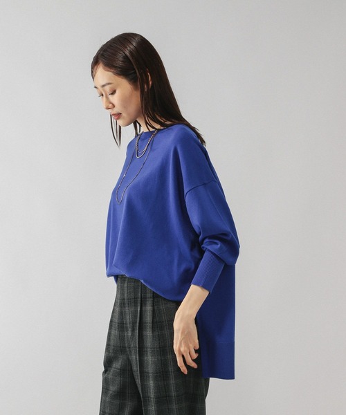 GLOBAL WORK（グローバルワーク）の「ドライタッチボートドルマンプルオーバー/499698（ニット/セーター・レディース・ライトグレー/レッド/ブルー/ワインレッド・MEDIUM/LARGE）」の12枚目の写真