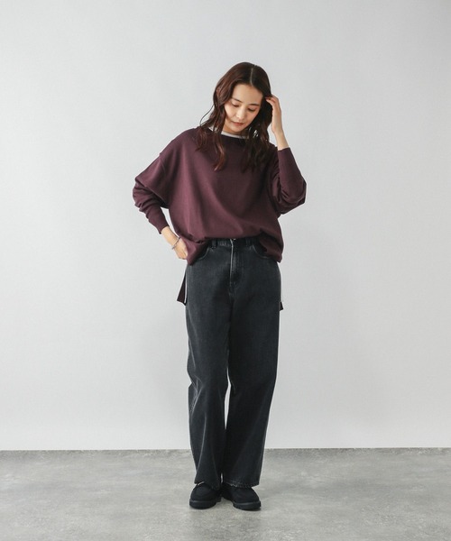 GLOBAL WORK（グローバルワーク）の「ドライタッチボートドルマンプルオーバー/499698（ニット/セーター・レディース・ライトグレー/レッド/ブルー/ワインレッド・MEDIUM/LARGE）」の18枚目の写真