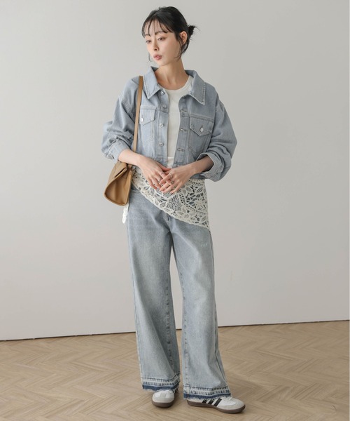 AMELY(エミリー)の「ショートデニムジャケット(デニムジャケット・レディース・ブラック/ブルー・フリー)」の12枚目の写真