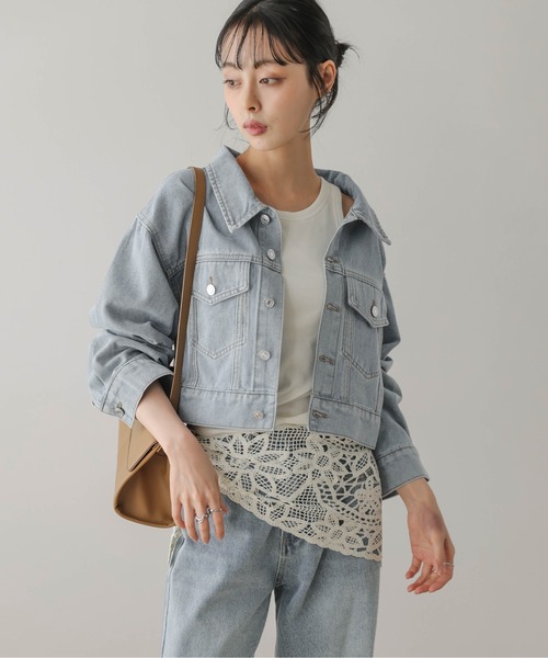 AMELY(エミリー)の「ショートデニムジャケット(デニムジャケット・レディース・ブラック/ブルー・フリー)」の14枚目の写真