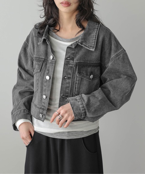 AMELY(エミリー)の「ショートデニムジャケット(デニムジャケット・レディース・ブラック/ブルー・フリー)」の18枚目の写真