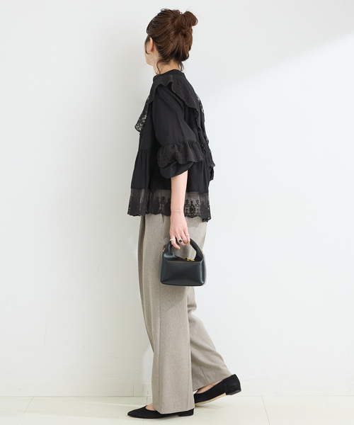 B.C STOCK(ベーセーストック)の「手洗い可 / レースフリルブラウス(シャツ/ブラウス・レディース・ホワイト/ブラック/ボルドー・FREE)」の5枚目の写真