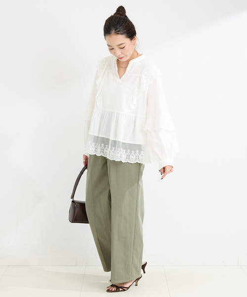 B.C STOCK(ベーセーストック)の「手洗い可 / レースフリルブラウス(シャツ/ブラウス・レディース・ホワイト/ブラック/ボルドー・FREE)」の12枚目の写真