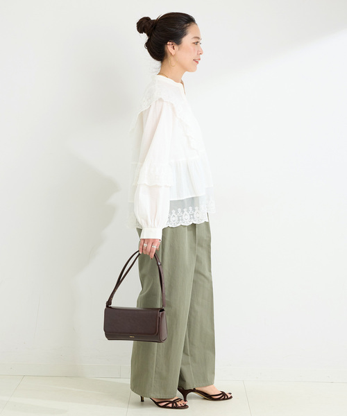 B.C STOCK(ベーセーストック)の「手洗い可 / レースフリルブラウス(シャツ/ブラウス・レディース・ホワイト/ブラック/ボルドー・FREE)」の13枚目の写真