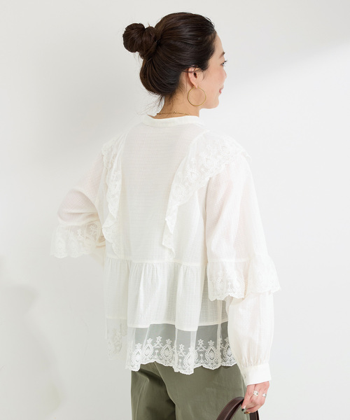 B.C STOCK(ベーセーストック)の「手洗い可 / レースフリルブラウス(シャツ/ブラウス・レディース・ホワイト/ブラック/ボルドー・FREE)」の17枚目の写真