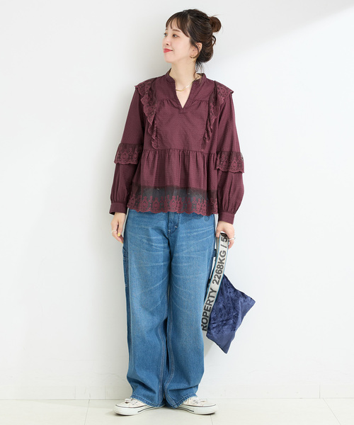 B.C STOCK(ベーセーストック)の「手洗い可 / レースフリルブラウス(シャツ/ブラウス・レディース・ホワイト/ブラック/ボルドー・FREE)」の18枚目の写真