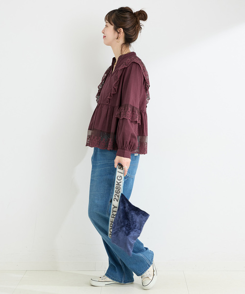 B.C STOCK(ベーセーストック)の「手洗い可 / レースフリルブラウス(シャツ/ブラウス・レディース・ホワイト/ブラック/ボルドー・FREE)」の20枚目の写真