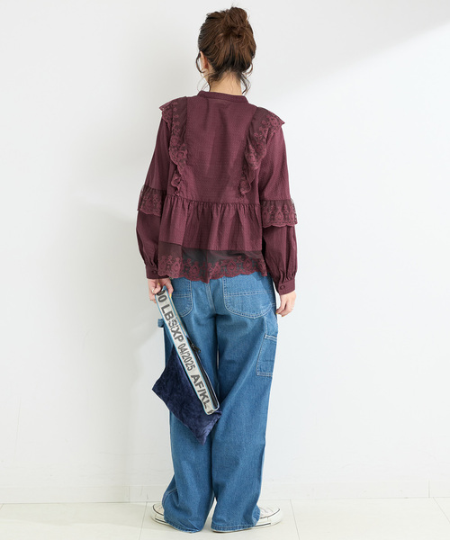 B.C STOCK(ベーセーストック)の「手洗い可 / レースフリルブラウス(シャツ/ブラウス・レディース・ホワイト/ブラック/ボルドー・FREE)」の21枚目の写真