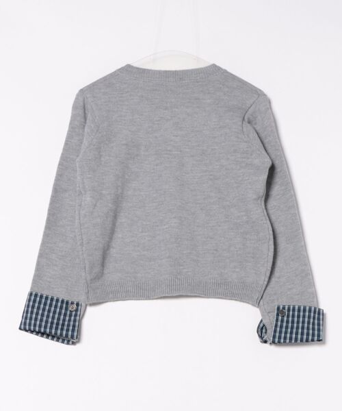 WESTSEA(ウエストシー)の「チェック柄シャツレイヤード風 ニットカーディガン(カーディガン/ボレロ・レディース・ブラック/グレー/オフホワイト/ネイビー・FREE)」の5枚目の写真