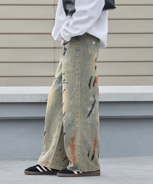 Chick（チック）の「Design Cotton Wide-Leg Pants / デザイン コットンワイドパンツ（デニムパンツ）」