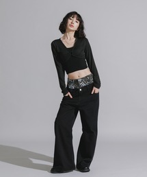 Chick | Design Cotton Wide-Leg Pants / デザイン コットンワイドパンツ(デニムパンツ)