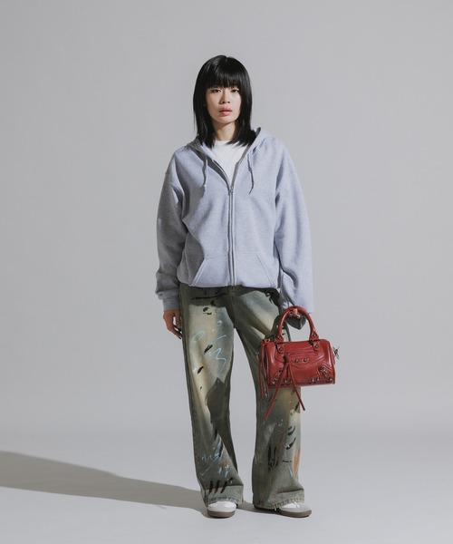 Chick（チック）の「Design Cotton Wide-Leg Pants / デザイン コットンワイドパンツ（デニムパンツ・レディース・ブラック/ブルー・FREE）」の10枚目の写真