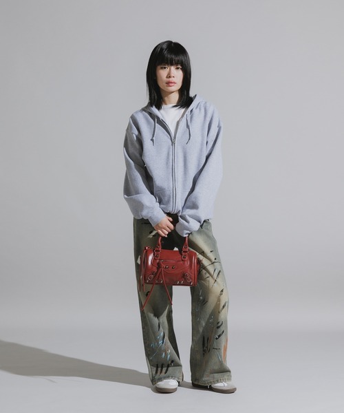 Chick（チック）の「Design Cotton Wide-Leg Pants / デザイン コットンワイドパンツ（デニムパンツ・レディース・ブラック/ブルー・FREE）」の11枚目の写真
