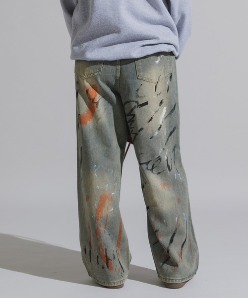 Chick（チック）の「Design Cotton Wide-Leg Pants / デザイン コットンワイドパンツ（デニムパンツ・レディース・ブラック/ブルー・FREE）」の14枚目の写真