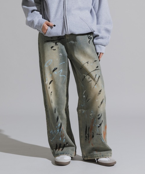 Chick（チック）の「Design Cotton Wide-Leg Pants / デザイン コットンワイドパンツ（デニムパンツ・レディース・ブラック/ブルー・FREE）」の16枚目の写真